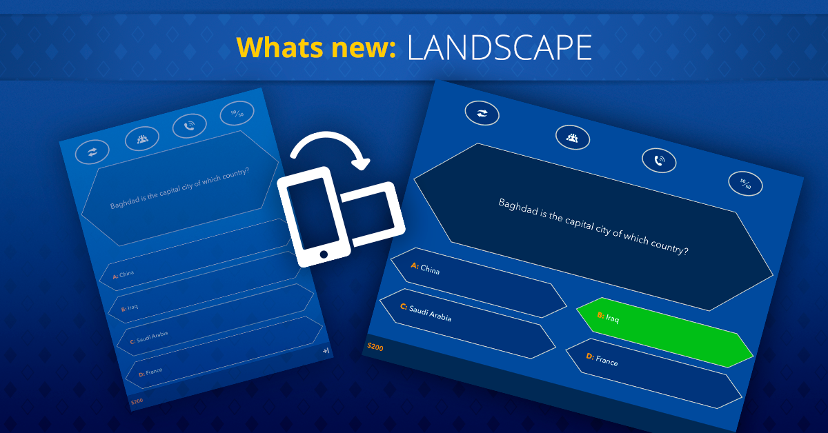 What's new on Super Quiz and Millionaire games - LANDSCAPE