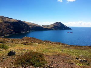 Vereda da Ponta de São Lourenço. Photo of the far east point of Madeira with the blue sea.