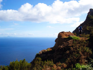 Levada do Caniçal. Photo of viewpoint with Porto Santo island far in the horizon.